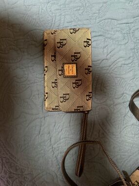 Dooney & Bourke Black grey Monogram Wristlet Crossbody